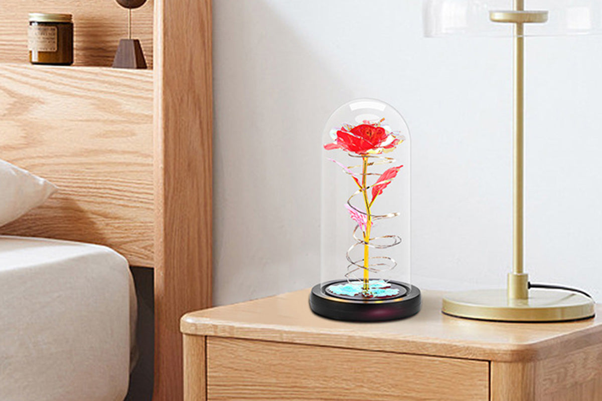 Eternal Rose Night Light in Glass Dome with LED