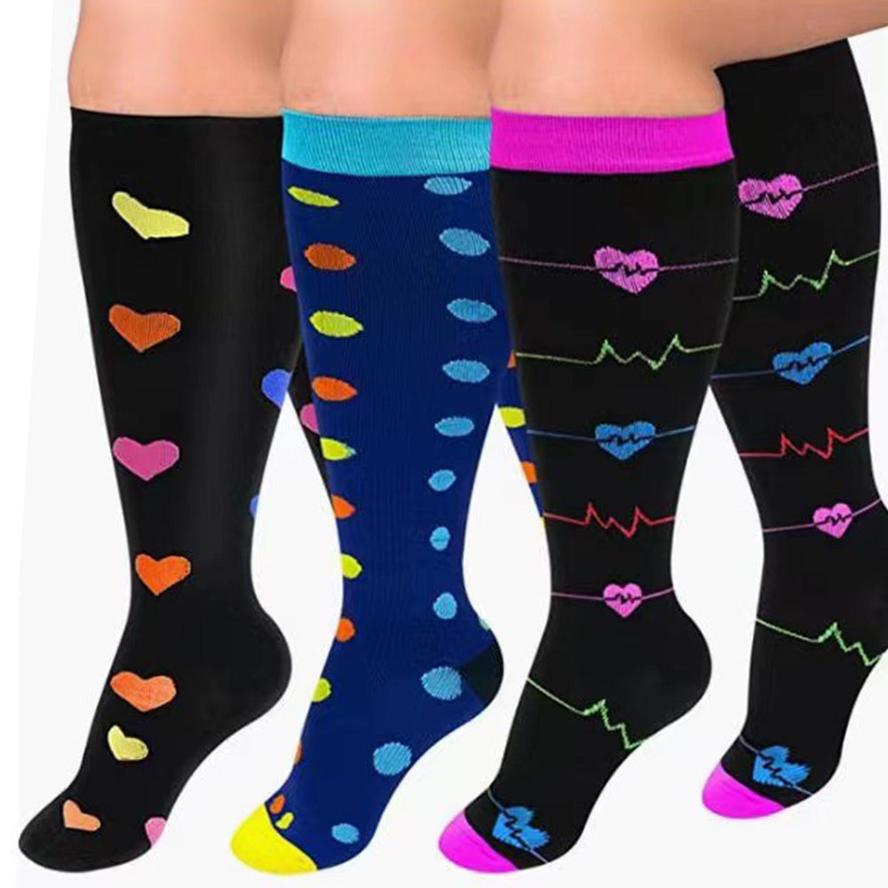 3 Pairs Plus Size Socks for Women Men Knee High Support for Nurses Pregnancy-Style 2