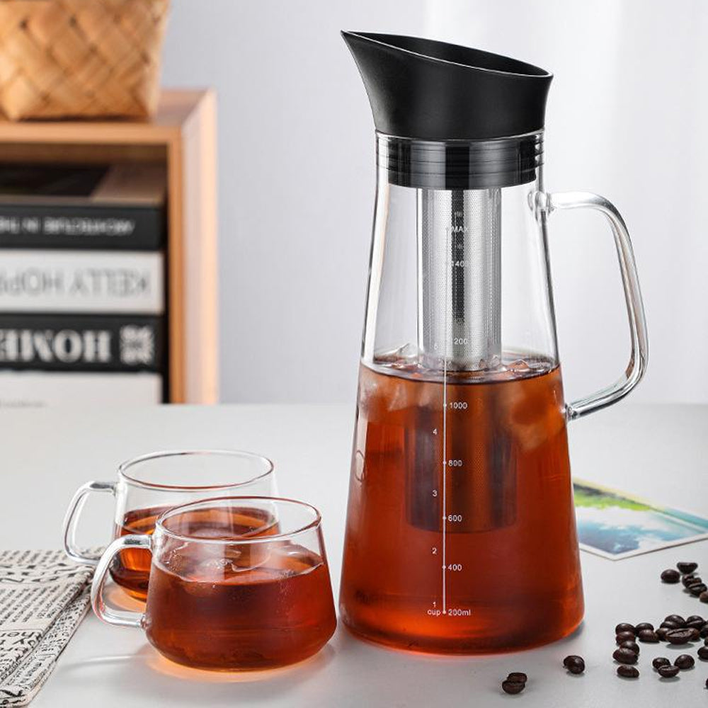 Durable Glass Cold Brew Coffee Maker with Airtight Lid