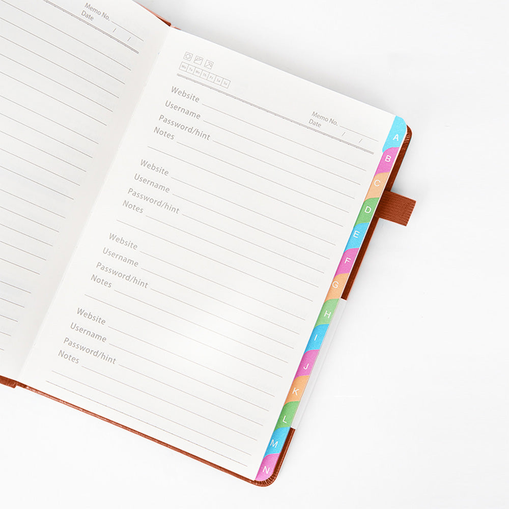 Password Keeper Book with A to Z Alphabet Tabs and Elastic Closure