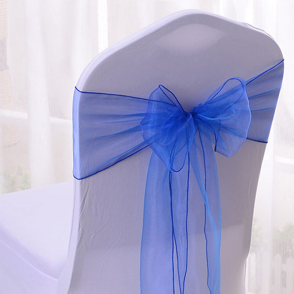 10Pcs Sheer Organza Wedding Chair Back Bow Sashes for Party Decor