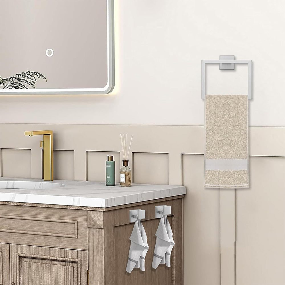 5Pcs Bathroom Towel Bar Set Stainless Steel 40cm Wall Mounted Towel Racks