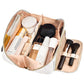 Large Capacity PU Leather Water-Resistant Checkered Cosmetic Bag Travel Makeup Bag