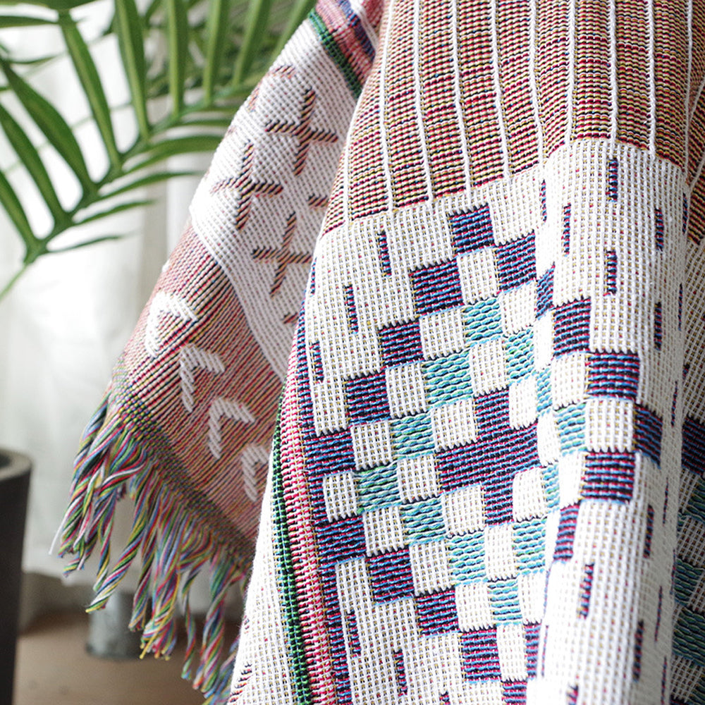 130x160cm Aztec Throw Blanket Bohemian Sofa Throw Blanket with Tassels
