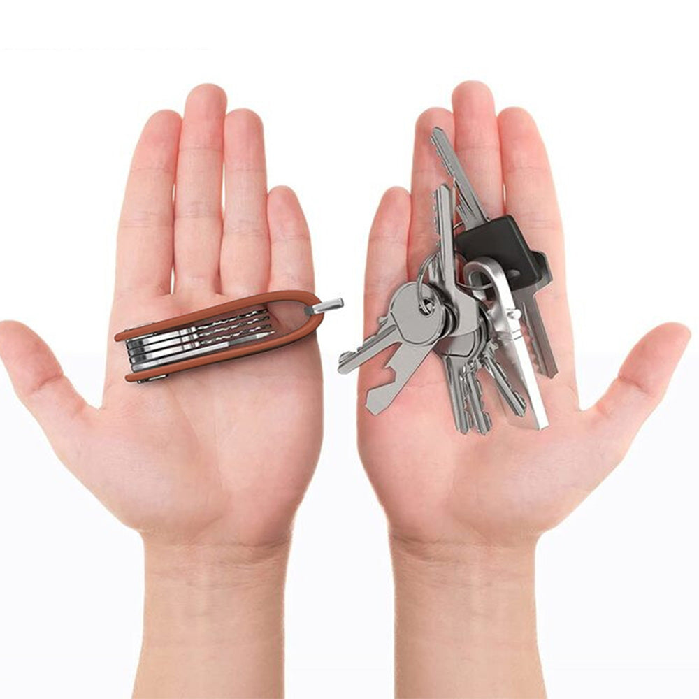 Leather Smart Key Holder Folding Key Organizer Clip Compact Keychain