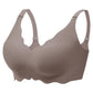 Wireless Bra Soft High Elastic V Neck Wavy Trim-Grey