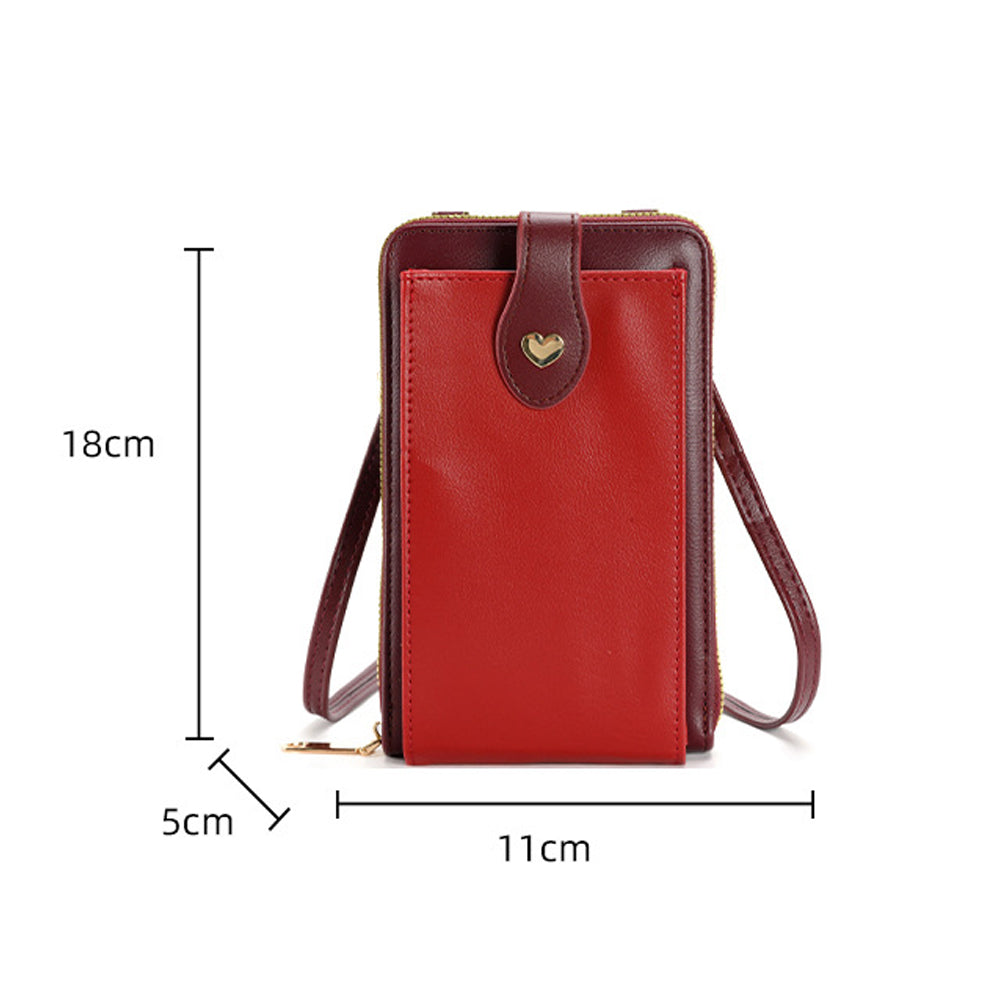 PU Leather Small Crossbody Bag Cell Phone Purse with Belt Buckle