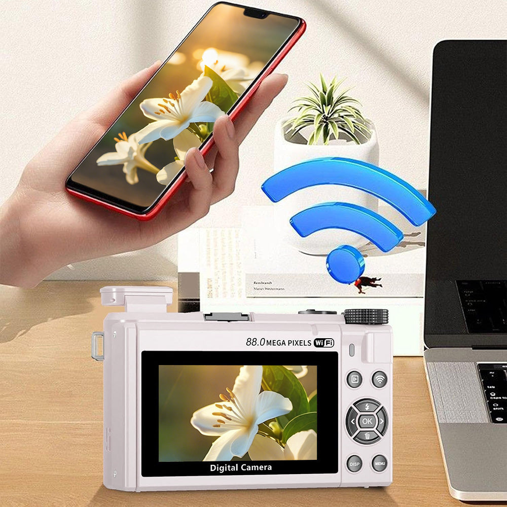 Digital Camera with Flip Screen WIFI Remote Control Vlogging Camera
