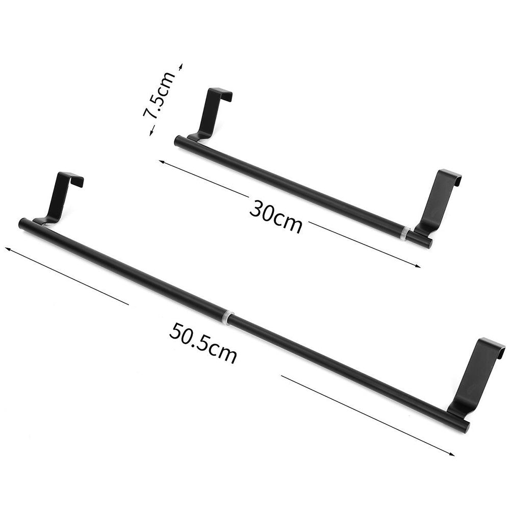 Stainless Steel Cabinet Door Towel Holder Adjustable No Drill Towel Bar for Kitchen Bathroom-Black