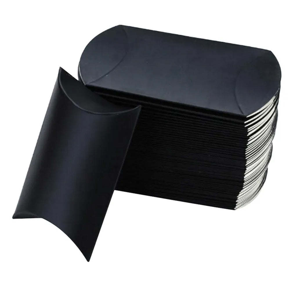 50 Pack Kraft Paper Pillow Gift Boxes with Ribbons for Weddings and Parties