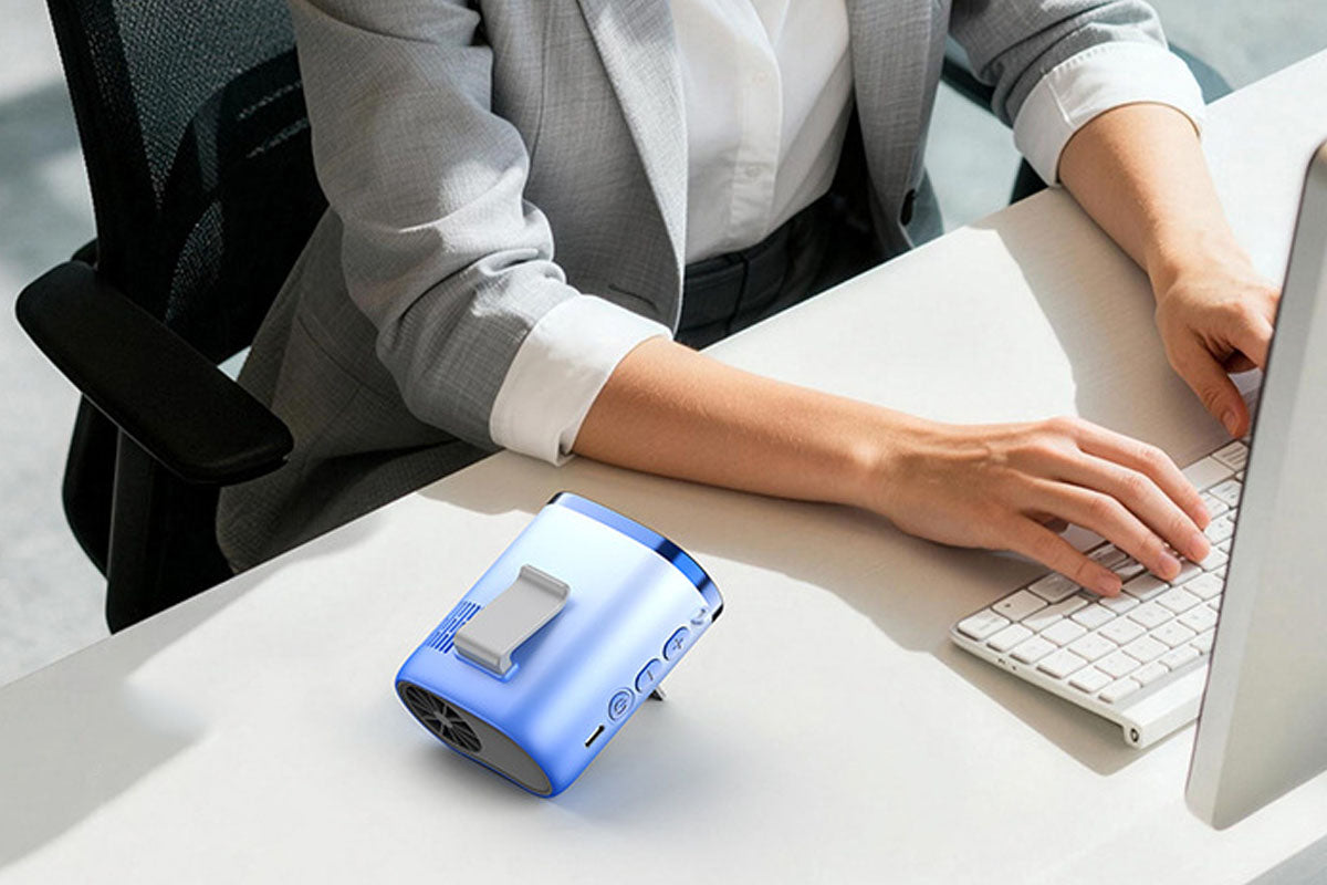 100-Speed Wearable Clip-On Waist Fan 3000mAh Rechargeable Desk Fan