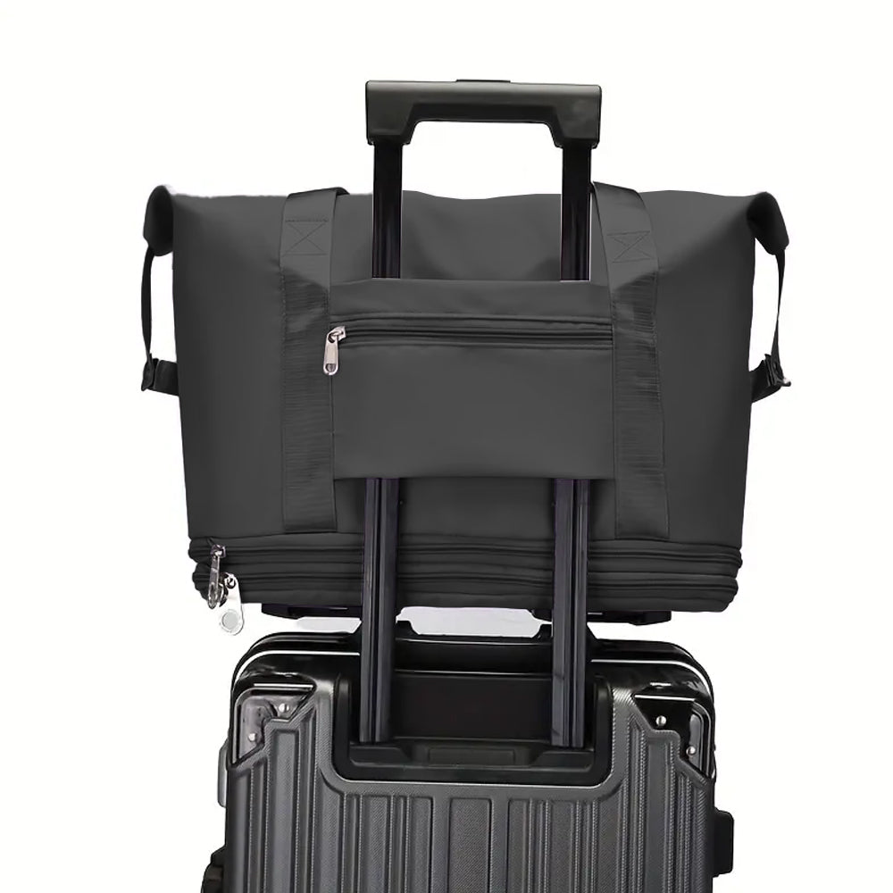 2Pcs Large-Capacity Expandable Carry on Luggage Bag with Wheels-Dark Purple and Black