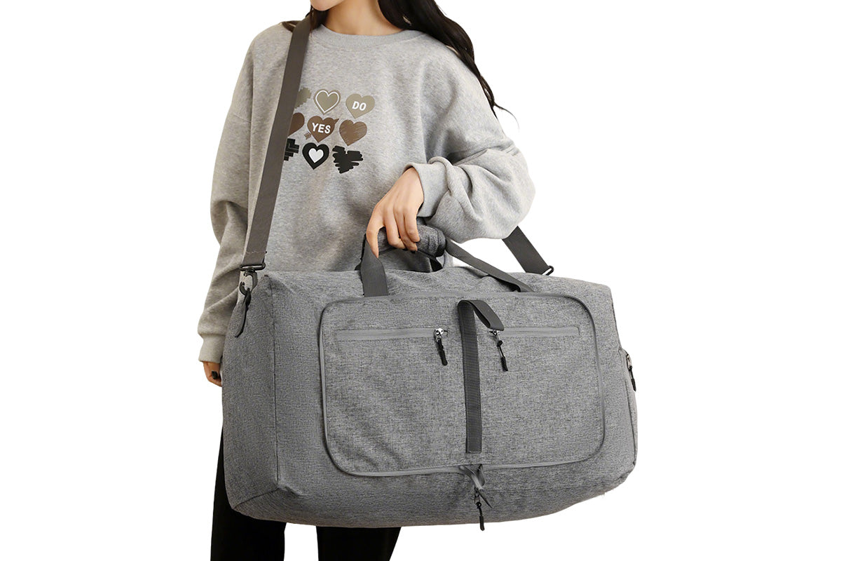 Large Foldable Travel Duffel Bag Carry On Shoulder Duffle Bag With Shoe Compartment