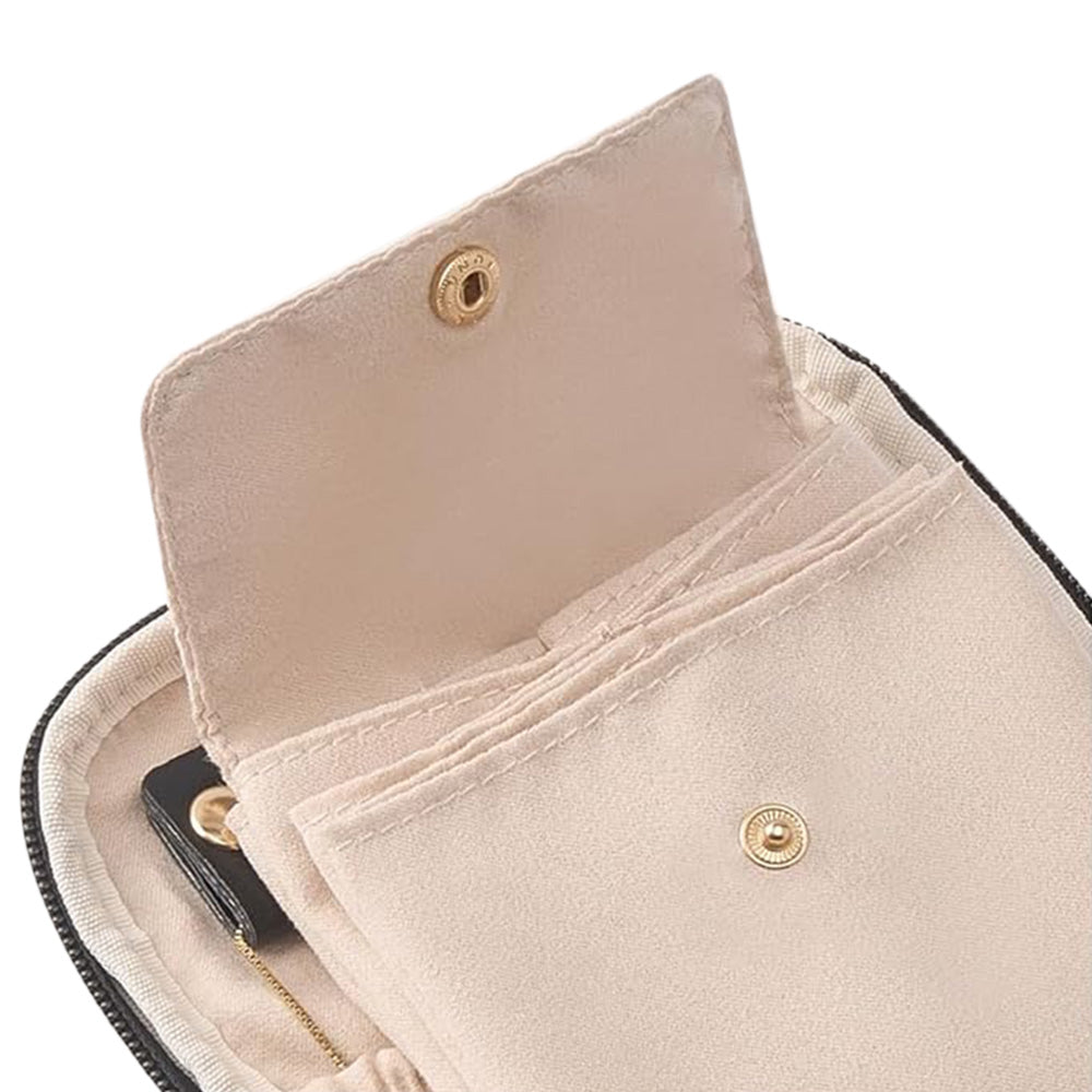 PU Multi Compartment Travel Jewelry Organizer Bag with Velvet Lining