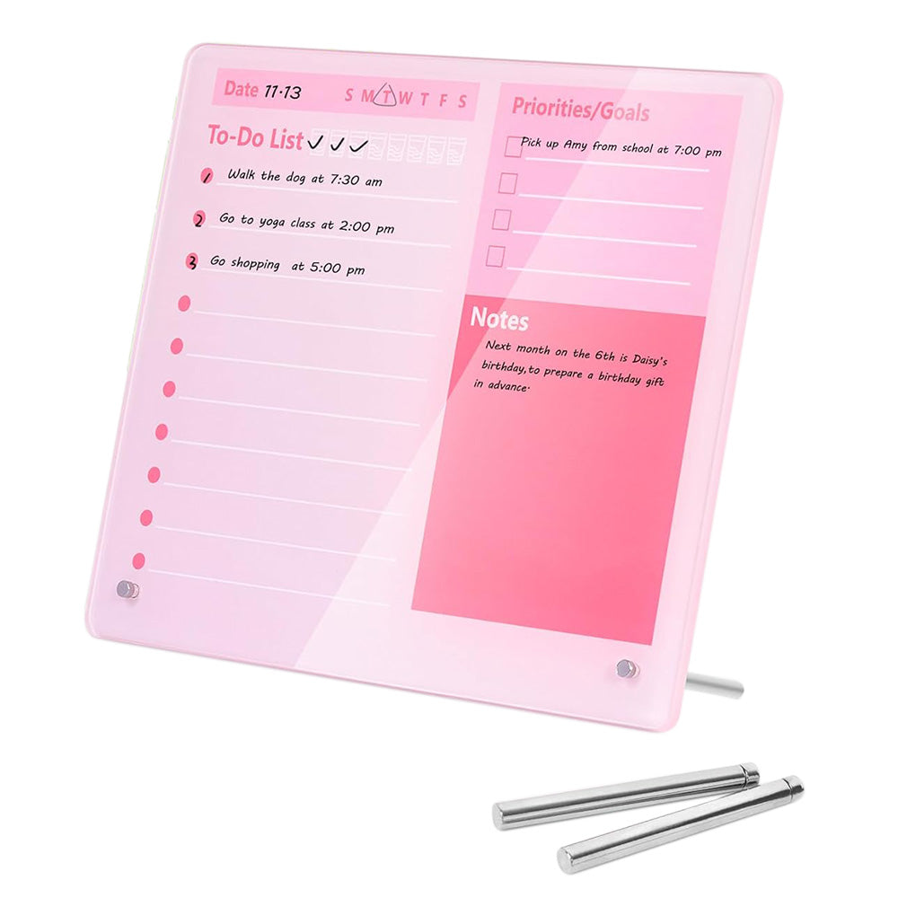 Thick Acrylic Dry Erase Board for Desk Planner with Stand