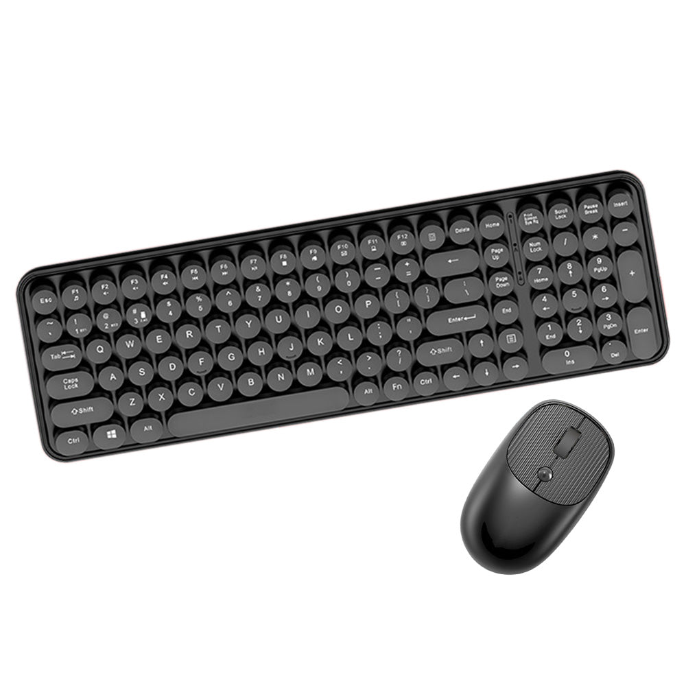 2.4GHz Wireless Keyboard And Mouse Combo With Round Key Caps