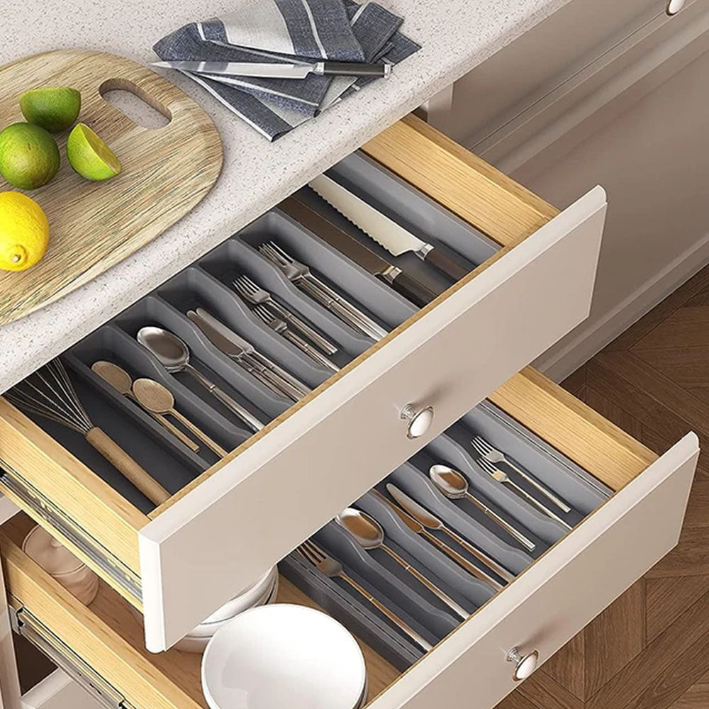 Expandable Utensil Tray Kitchen Drawer Organizer for Forks Knives