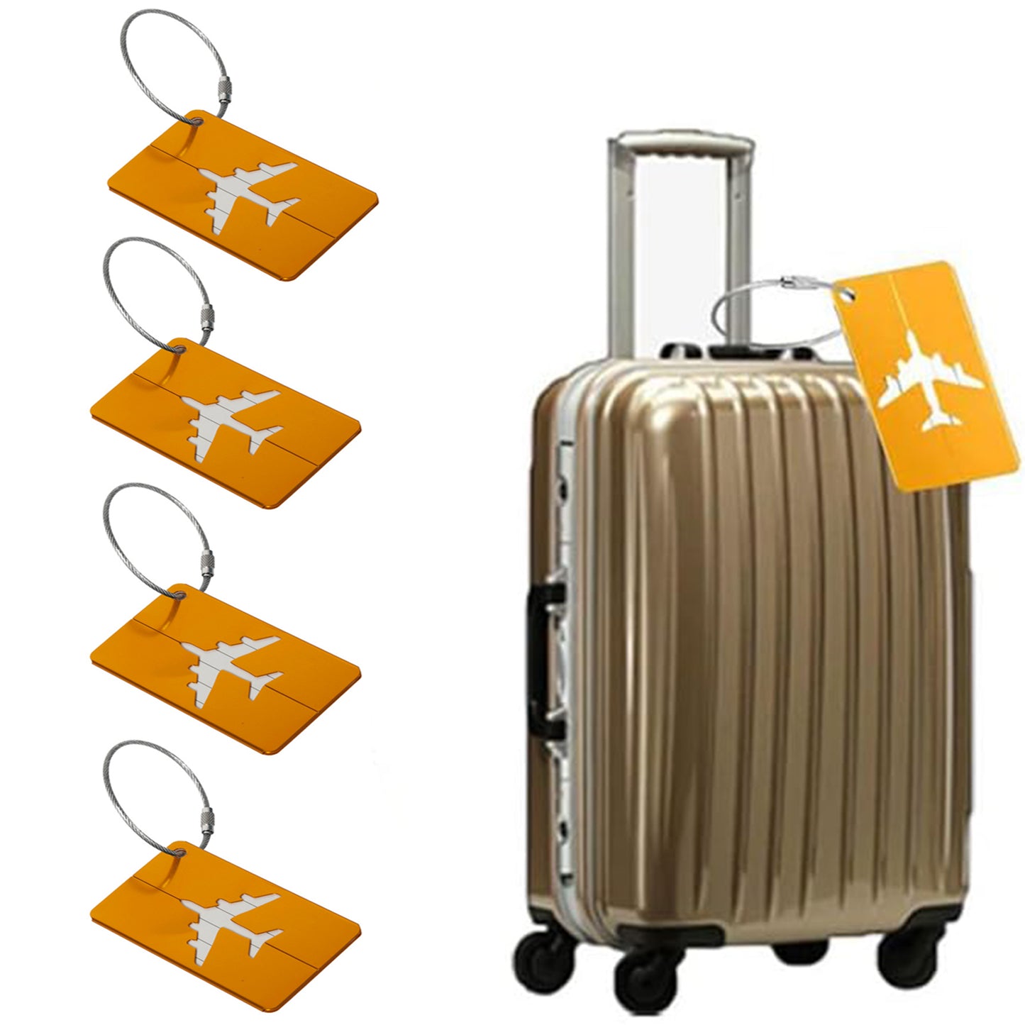 4Pcs Portable Aluminum Alloy Anti Loss Luggage Tags Travel ID Labels