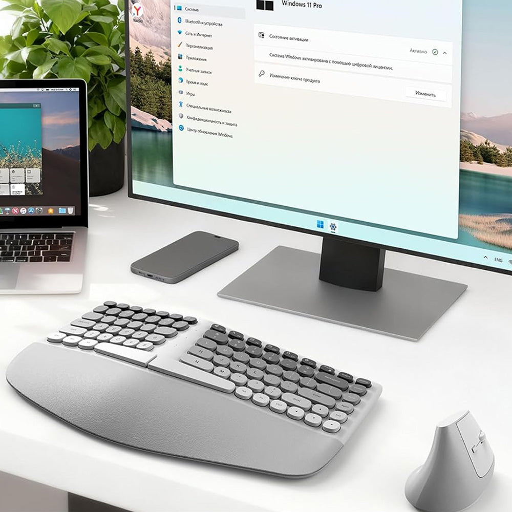 2.4G Wireless Keyboard and Mouse Set with Ergonomic Design 84 Key Keyboard and 6 Button Mouse