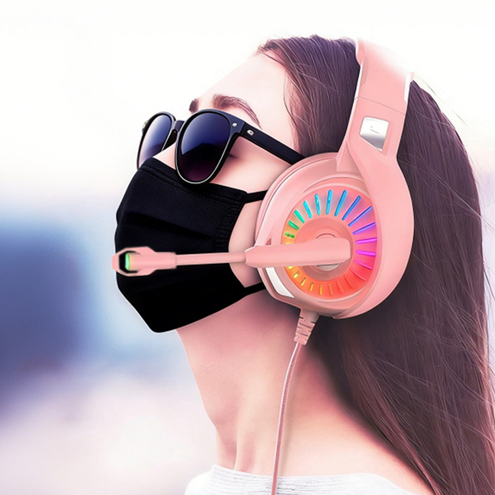 Wired Over-Ear Gaming Headset with LED RGB Lights and Mic