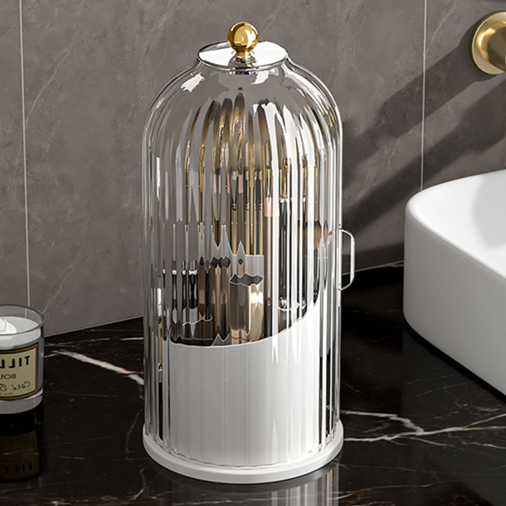 Sliding Lid Organizer 180 Degree Rotating Toothbrush Holder for Bathroom Counter