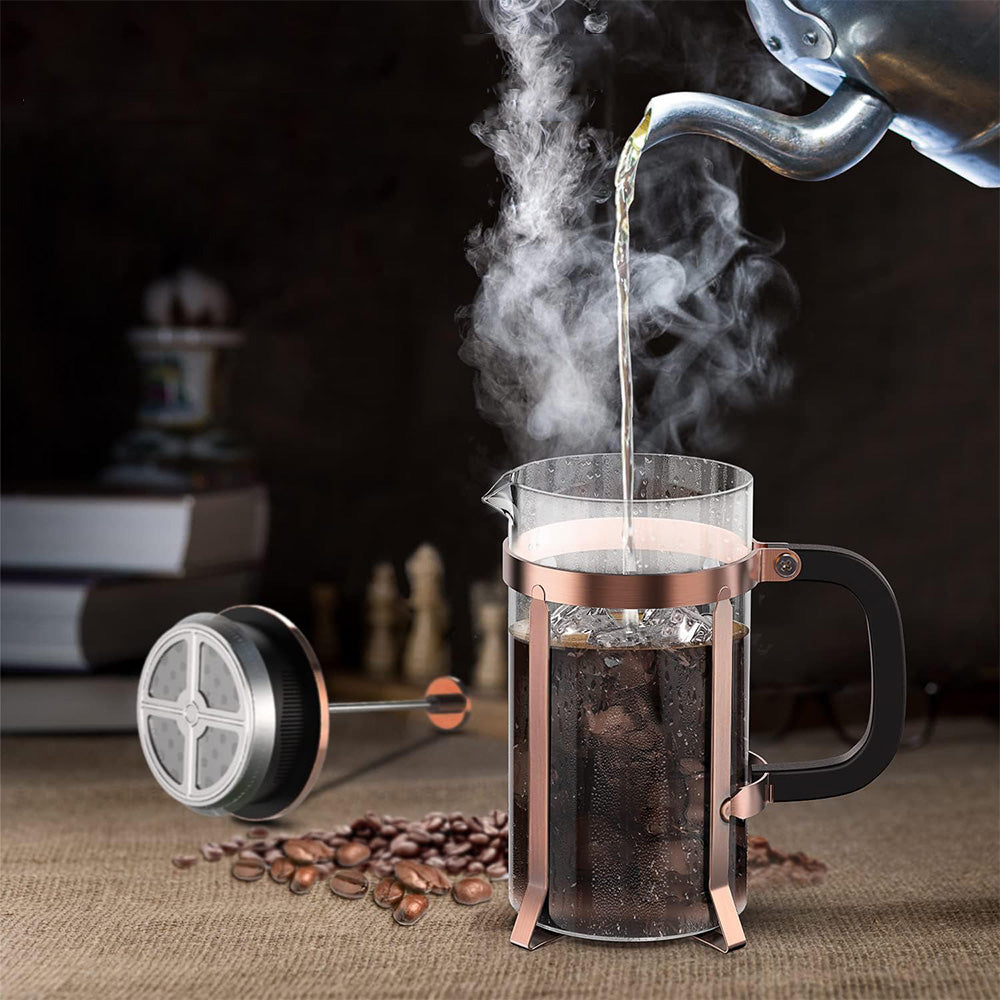 French Press Coffee Maker Borosilicate Glass Stainless Steel Brewer Cold Brew Cafetera