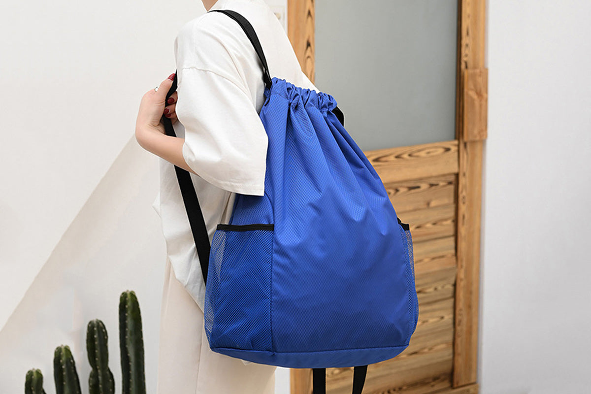 Sport Drawstring Backpack With 2 Pockets Large Capacity Basketball Bag