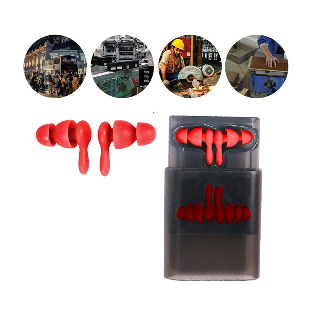2 Pairs Soft Silicone Noise Reduction Ear Plugs with Storage Container Box