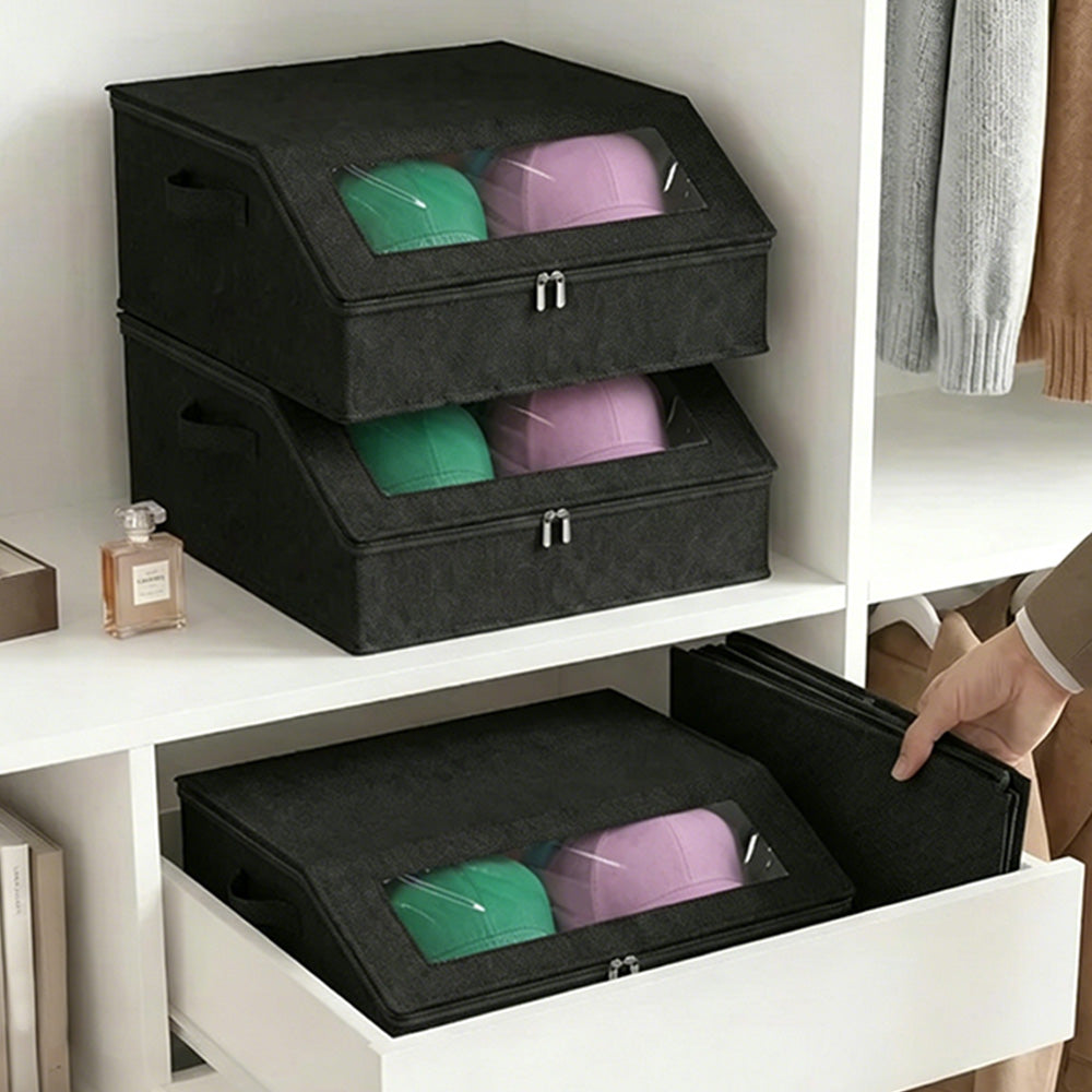 Large Capacity Hat Organizer Box Holds 30 Hats for Baseball Cap Wide Brim Cap