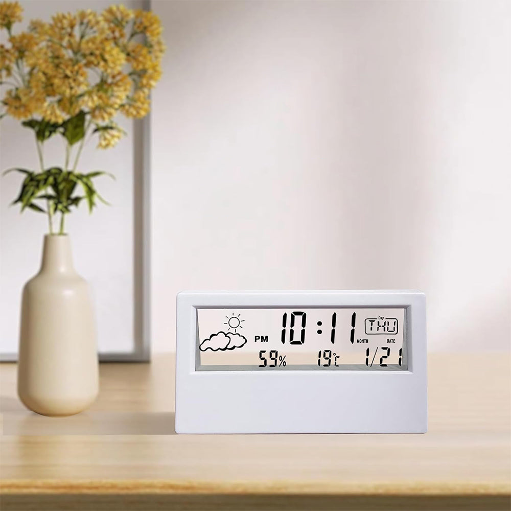 Digital Desktop Clock with Temperature Humidity Display-Transparent