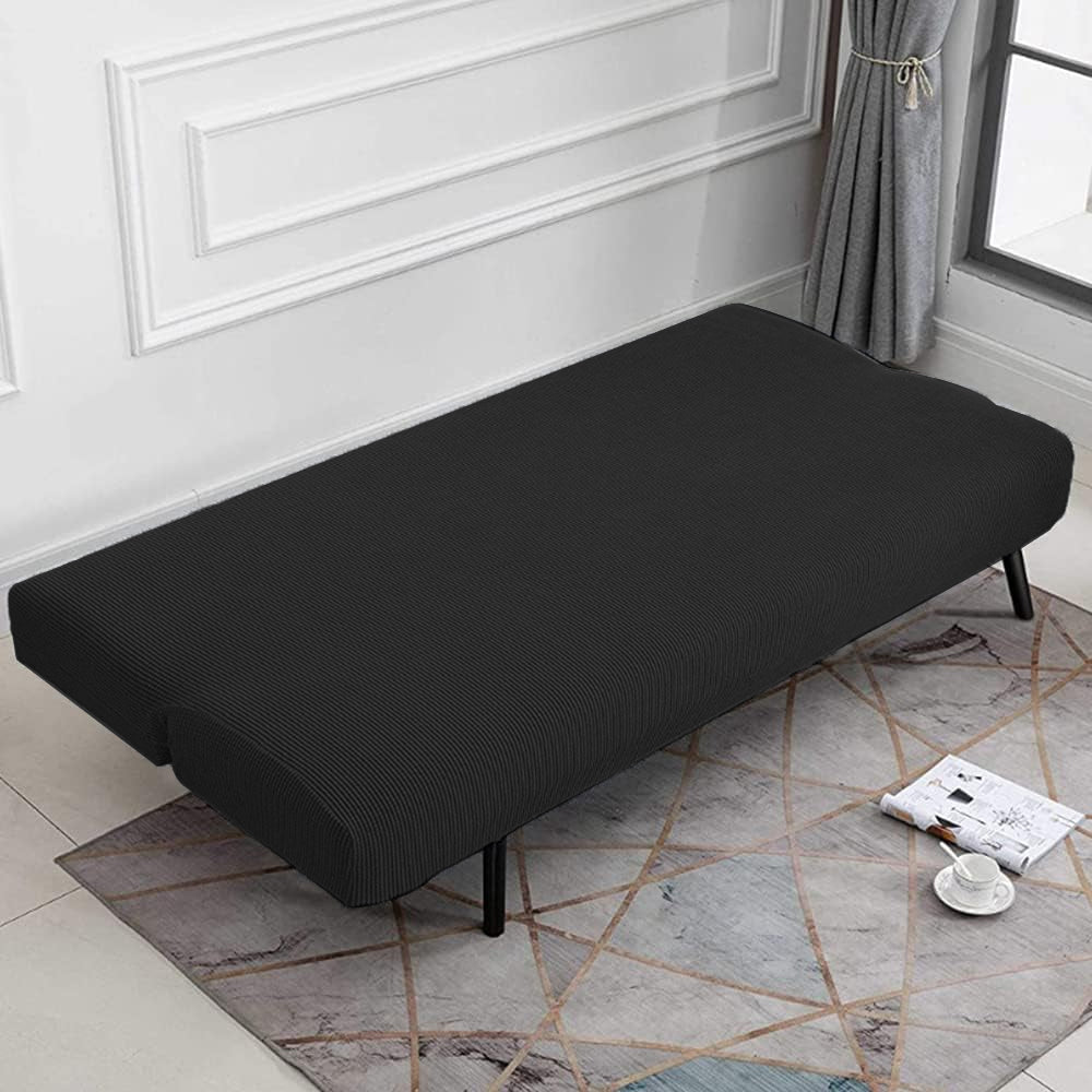 Armless Solid Color Stretch Folding Sofa Bed Cover