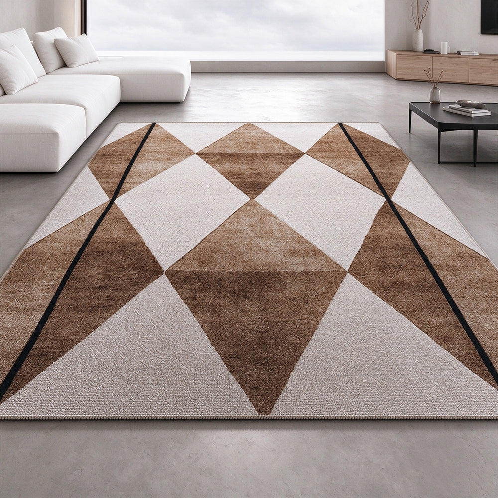 Short Plush Living Room Area Rug with Slip Resistant Dotted Backing-Style 2