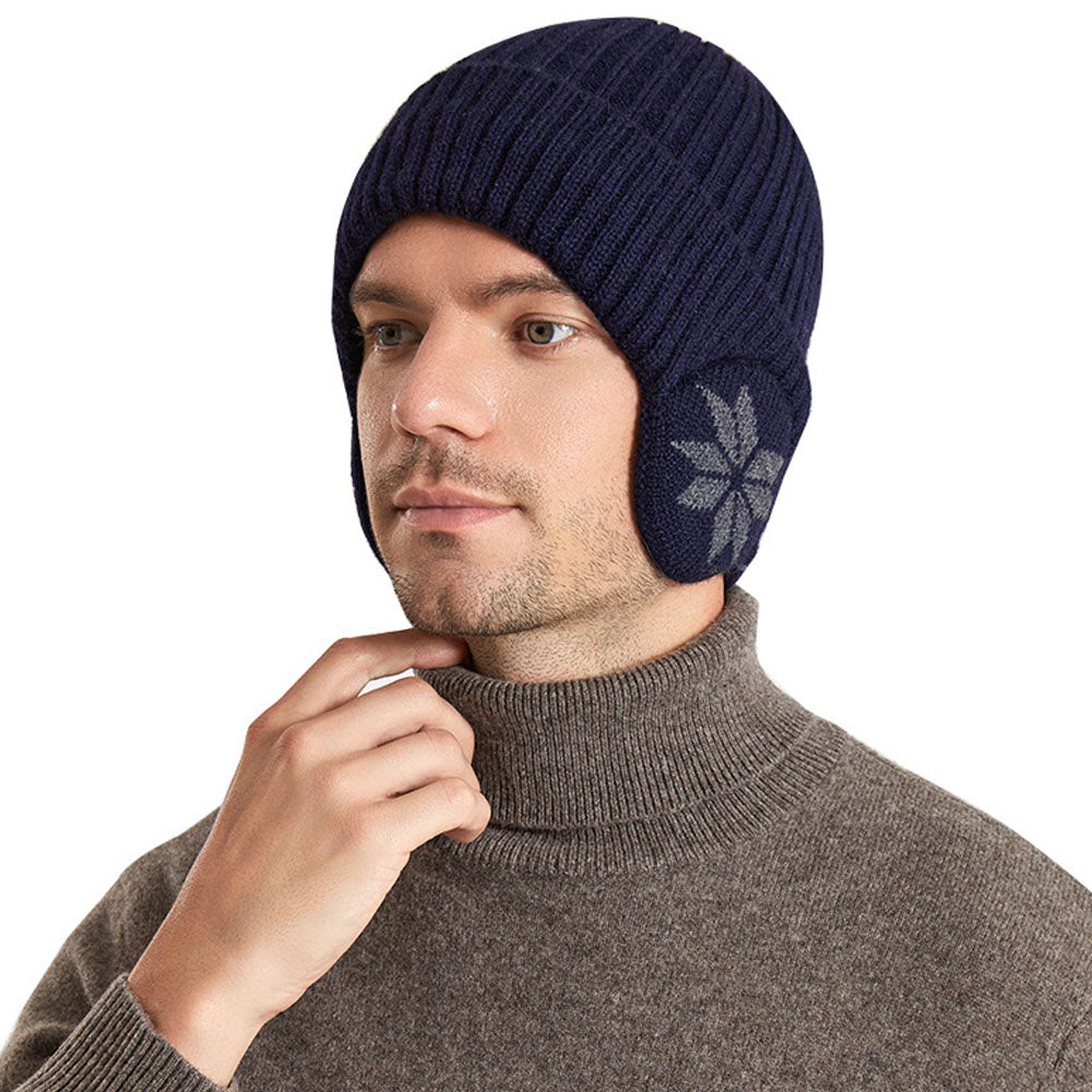 2-in-1 Warm Knitted Ear Flap Beanie Knitted Hat