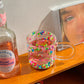 Double Wall Glass Cup with Colorful Love Granule Fillings
