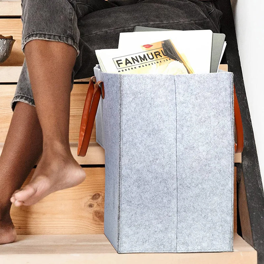 Foldable Storage Bag Durable Stair Step Basket with Handle