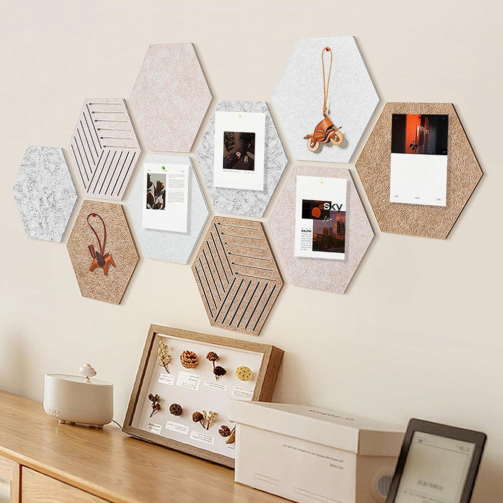 Hexagon Felt Bulletin Board Wall Panels Self Adhesive Pin Board