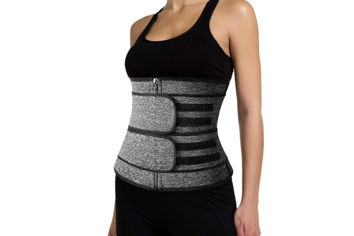 Sweat Waist Trainer for Women Sauna Sweat Belt Slim Body Shaper Corset-Grey
