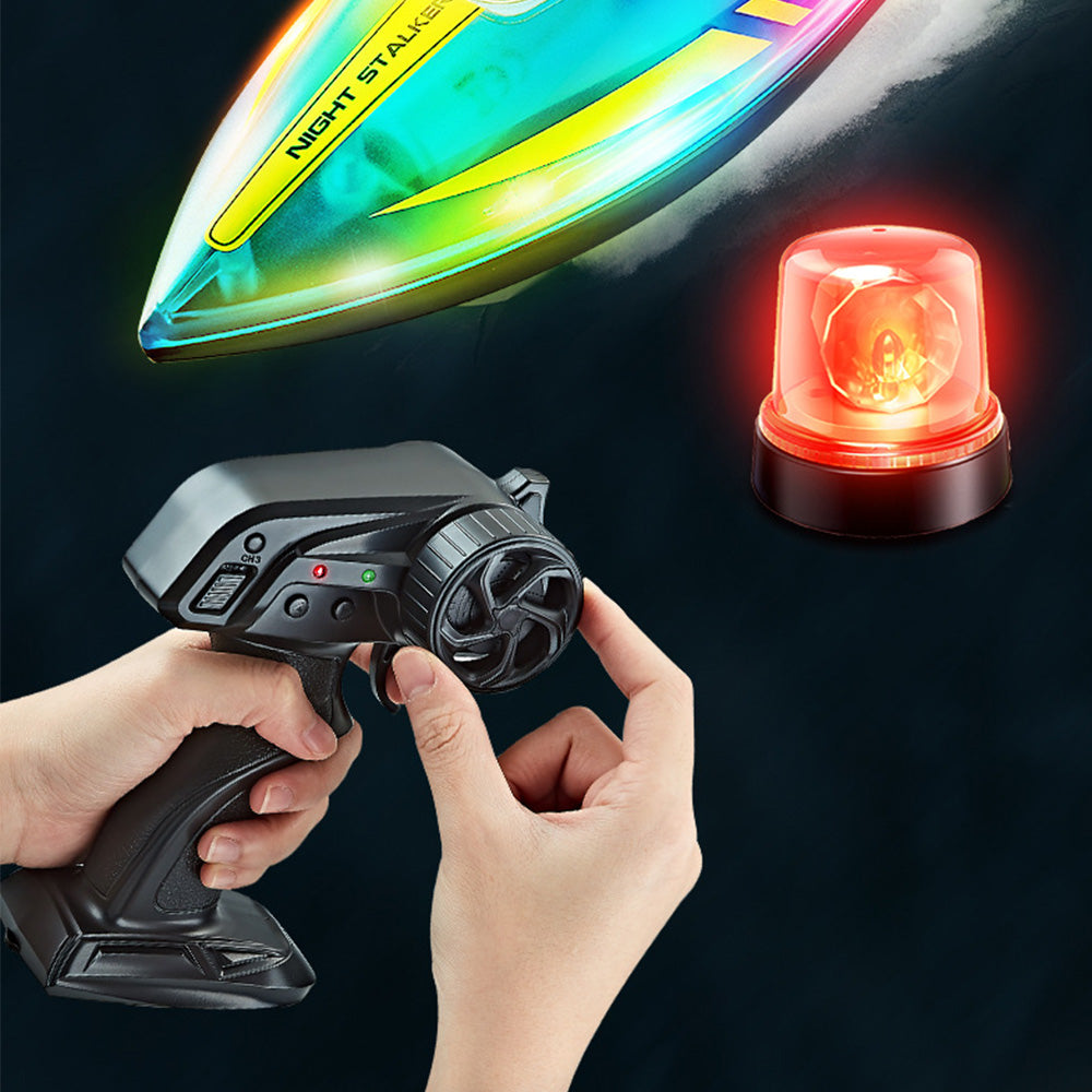 Rechargeable Water-resistant Remote Control Boat with Color LED Lights for Pool Lake