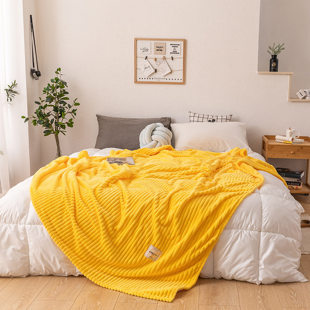Solid Soft Flannel Plush Throw Sofa Bedding Blanket