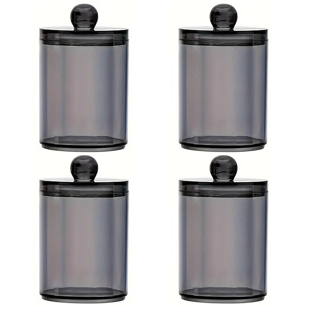 4 Pack Round Cotton Swab Holder with Lid Cleaning Floss Container