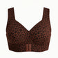 Wireless Front Closure Seamless Full Coverage Cross Back Bra for Women-Brown