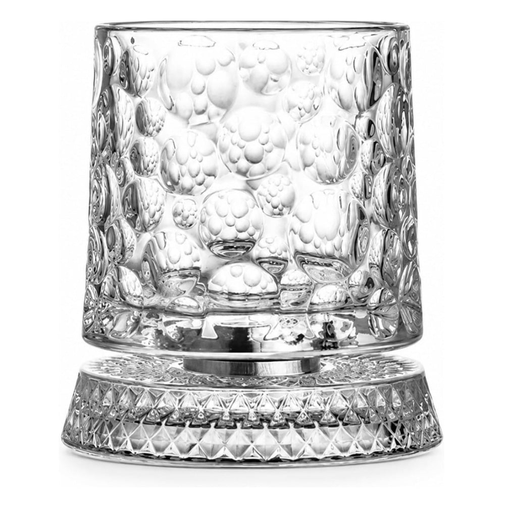 Spinning Rotating Whiskey Glass 270ml Transparent Glass for Home Bar