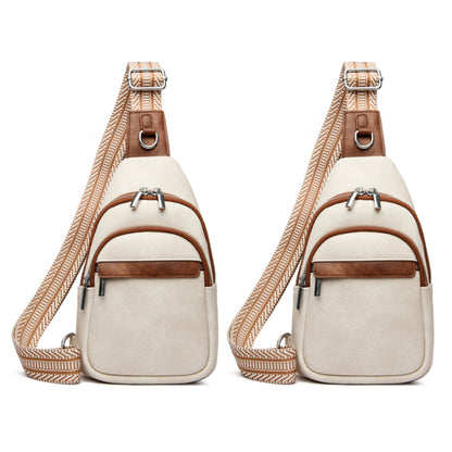 2Pcs PU Leather Sling Belt Chest Bag
