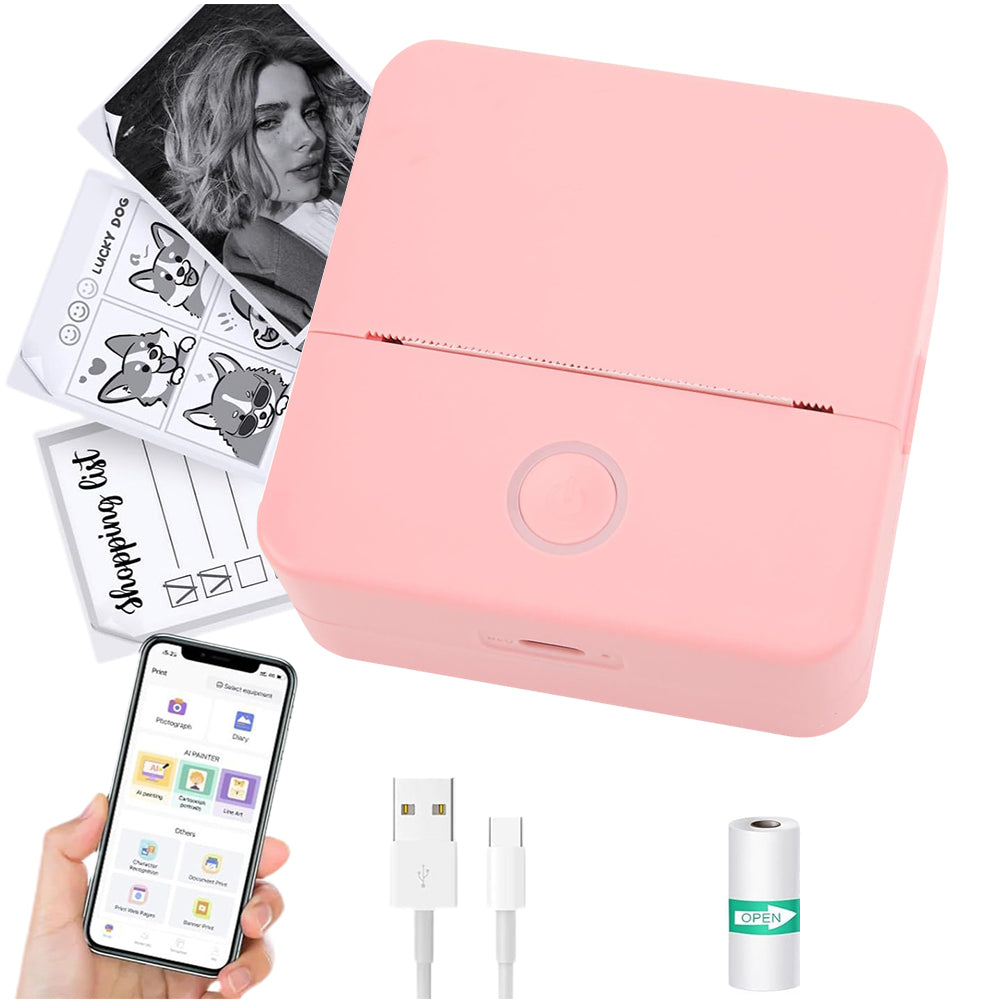 Mini Pocket Thermal Printer Wireless Bluetooth Photo with Printer Paper