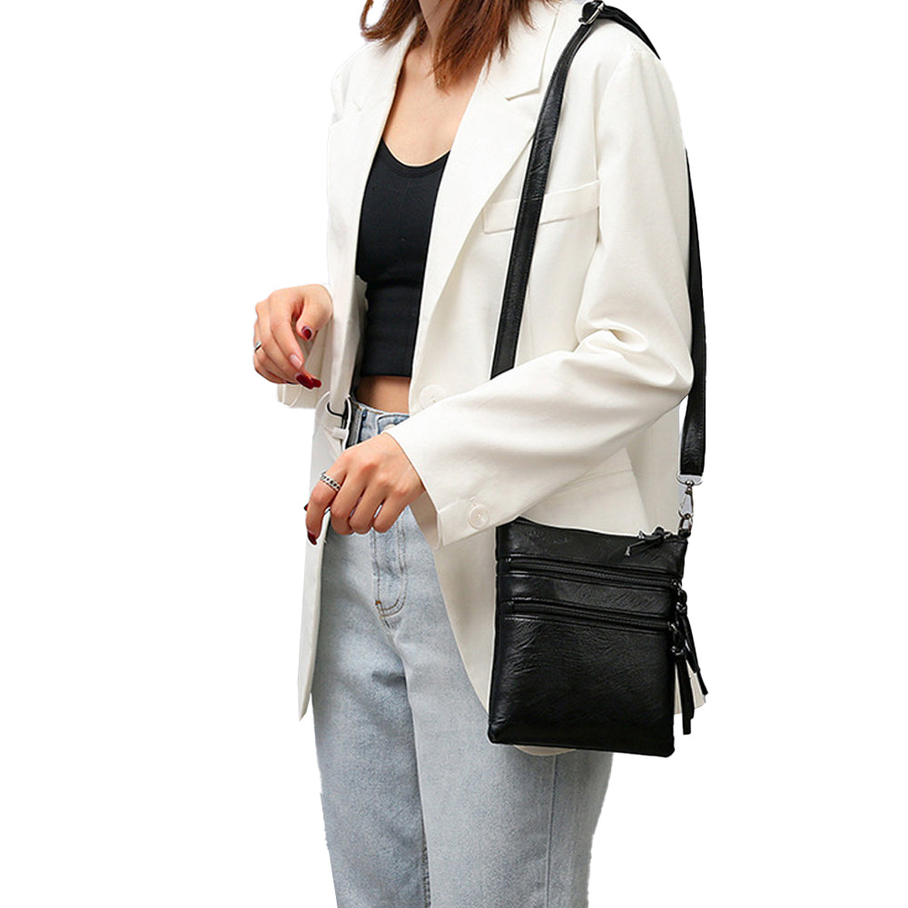 Women's Multi Zipper Mobile Phone Crossbody Bag
