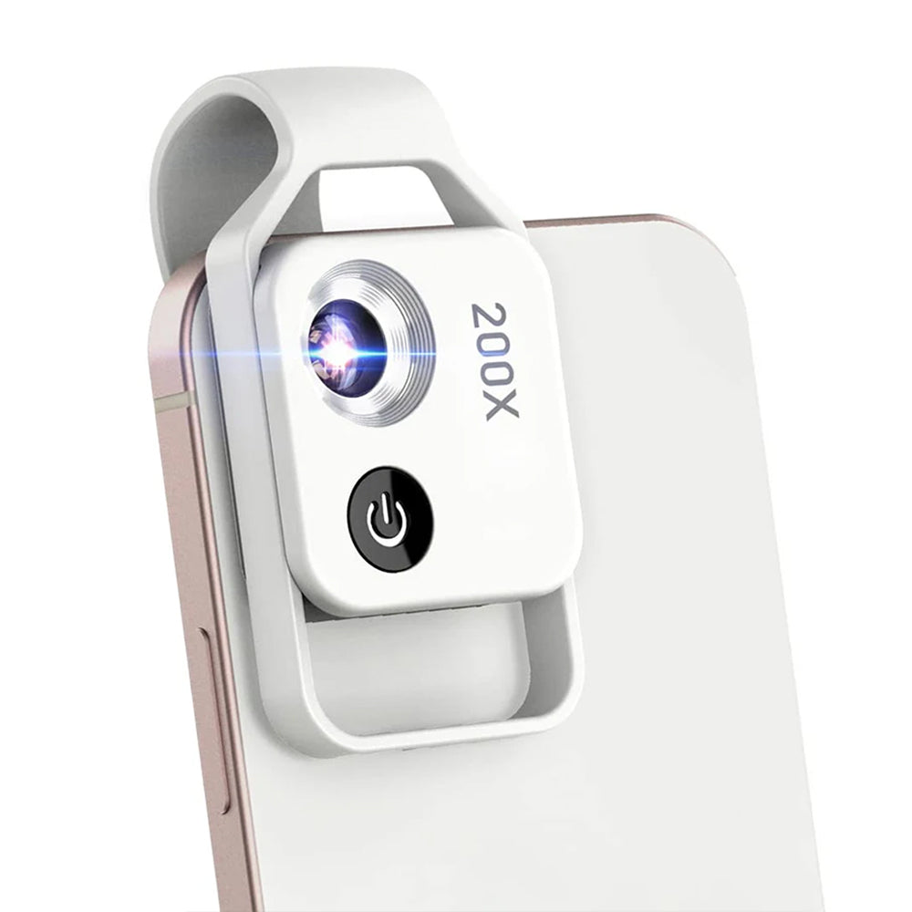 200X Phone Mini Pocket Microscope with CPL Handheld Lens and LED Light