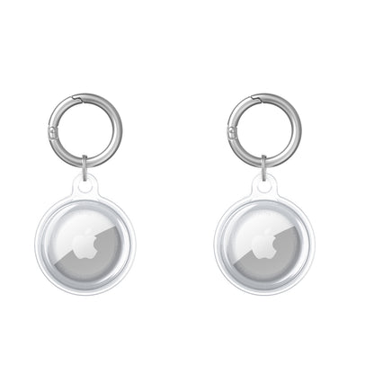 2Pcs For Apple AirTag Case Clear TPU Protective Cover with Key Ring Transparent