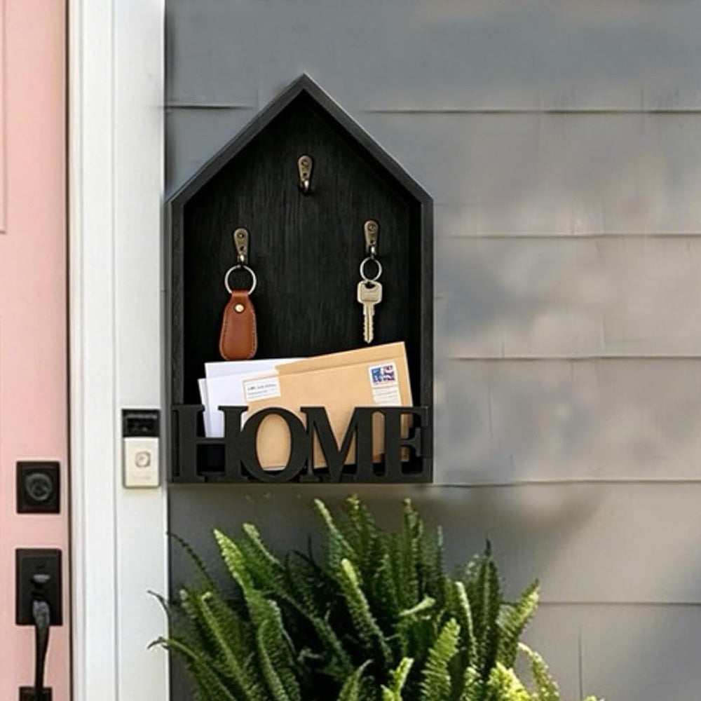 Vintage Key Holder Wall Mount with 3 Metal Hooks Key Rack for Entryway Living Room