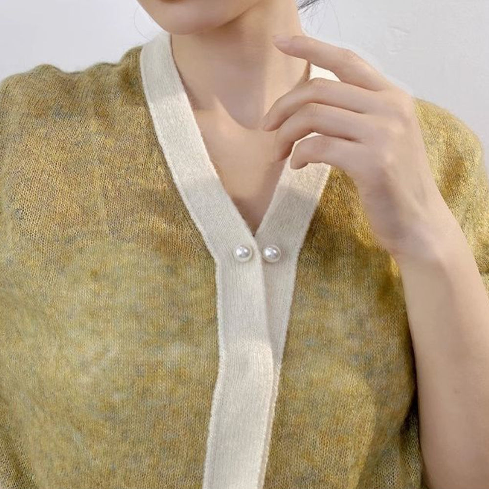 16Pcs Brooch Anti-Exposure Neckline Double-Headed Artificial Pearl Looper Right Angle