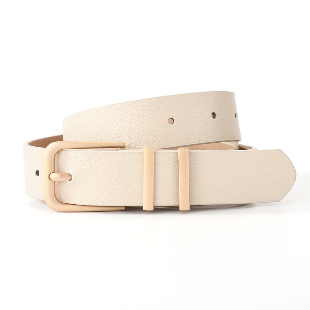 Women PU Leather Waist Belt Gold Pin Buckle Casual Belt for Jeans Dress
